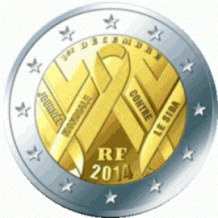 2 EURO 2014 Wereld Aids dag UNC Frankrijk